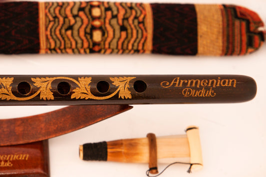 Armenian duduk in Key A from apricot wood - 2 reeds - Hand-carved wooden stand-holder & national Case | Best Gift for Musicians